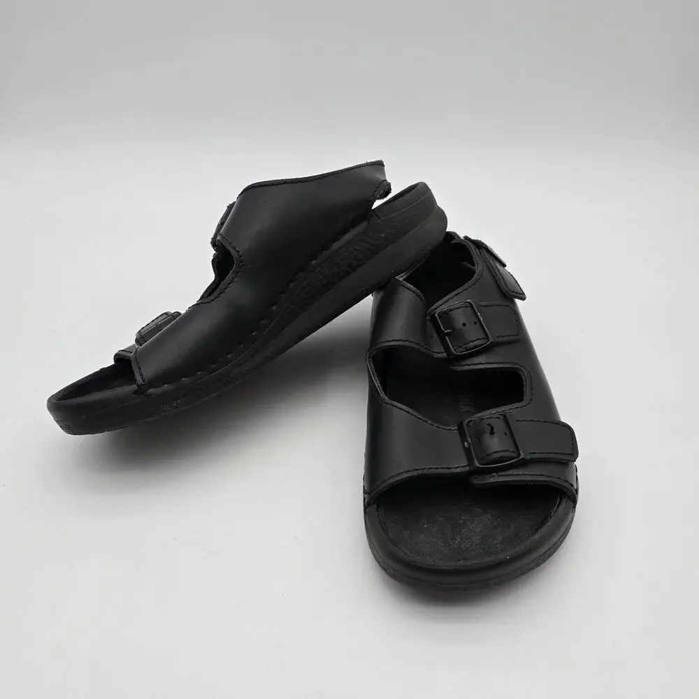 Birkenstock Shoes Mens 12 45 Wide Black Milano Leather Sandals Open Toed Ankle